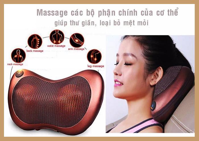 [HCM]Gối Massage hồng ngoại 8 Bi đa năng