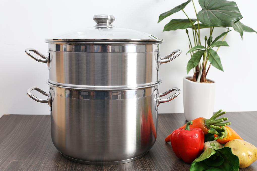 Nồi xửng hấp 32cm - Xửng hấp inox cao cấp - vung inox