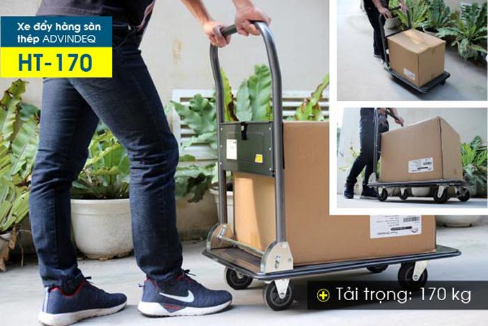 Xe đẩy hàng 4 bánh sàn thép phủ nhám ADVINDEQ HT-170