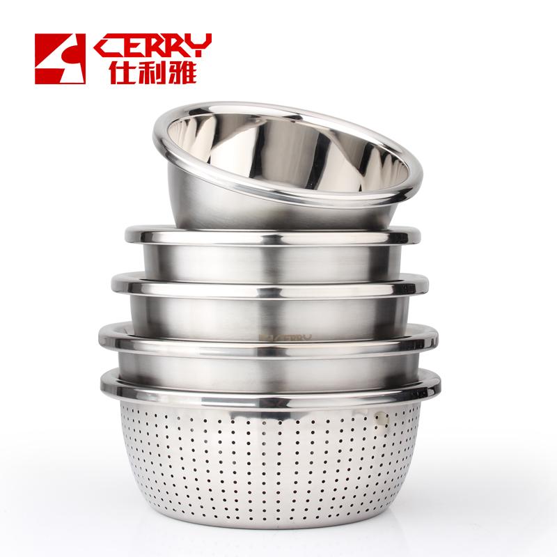 CERRY Hình Tròn Dày Nhồi Bột Mỳ Trứng Chậu Rửa Bát Nhà Bếp Chậu Inox