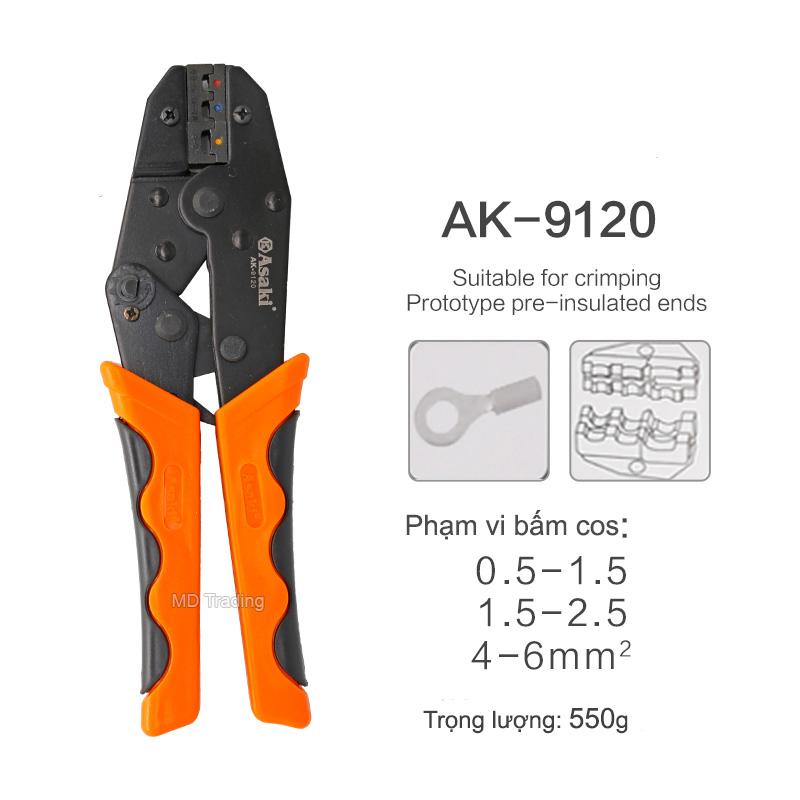 Kìm bấm đầu cos tròn asaki ak-9120 0.5 ~ 6.0mm2