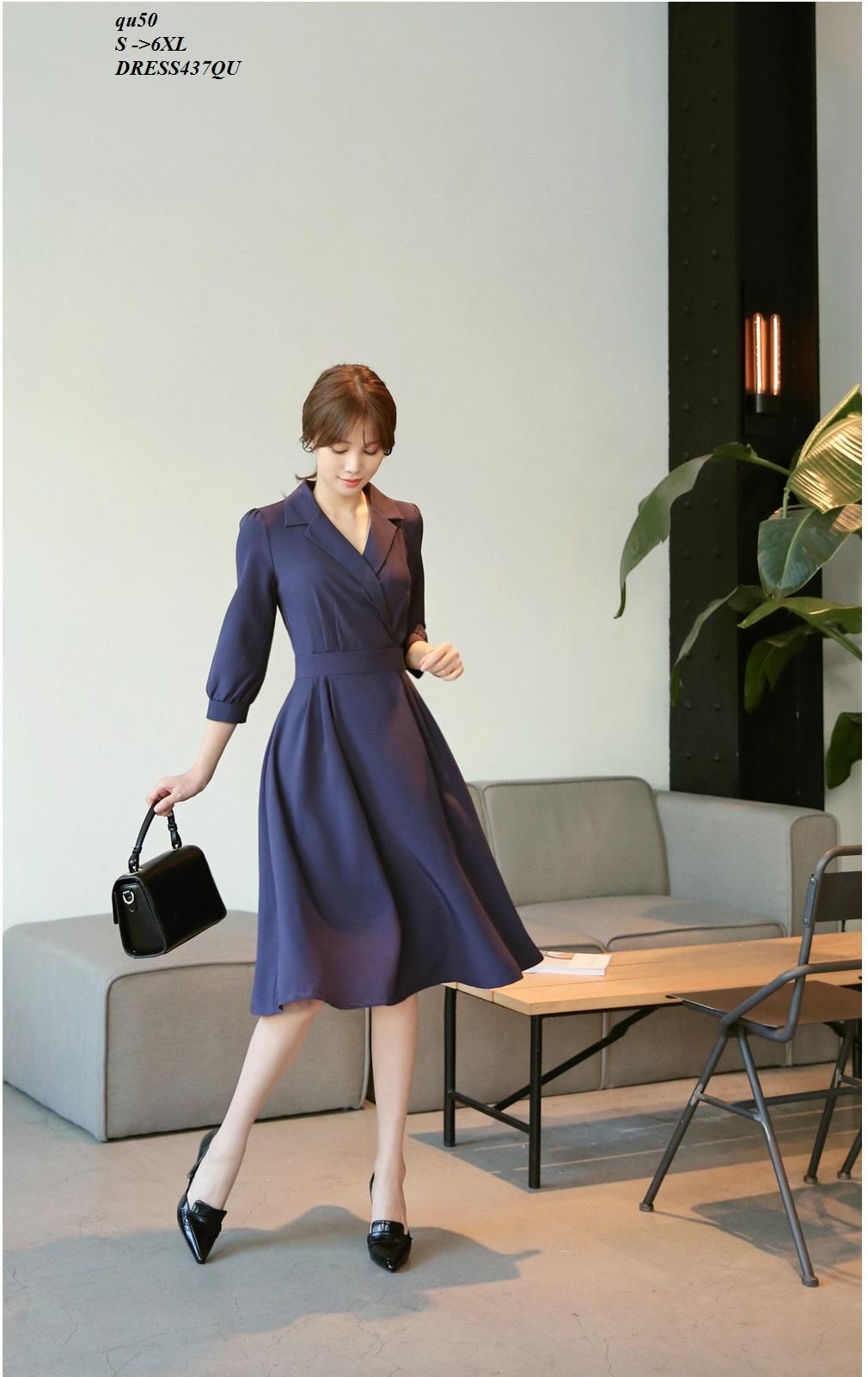 Dress437qu đầm xòe công sở tay lỡ