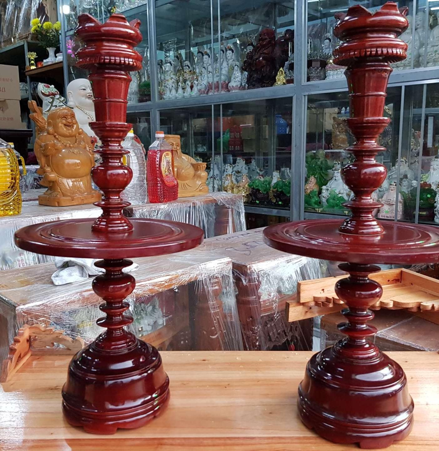 Cặp chân đèn gỗ xà cừ cao 53 cm