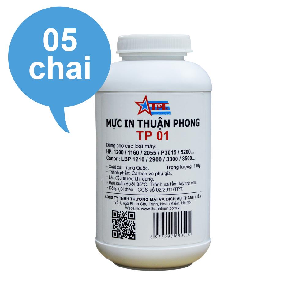 (Bộ 5 chai) Mực đổ Thuận Phong TP01 dùng cho máy in HP / Canon