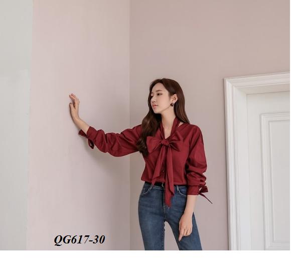 ÁO SƠ MI CỔ V DÂY NƠ RỜI - SIZE S-6XL