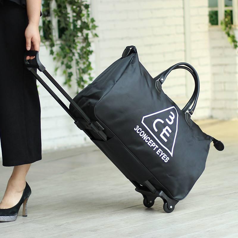 TÚI KÉO DU LỊCH CÓ BÁNH XE 3CE - ĐEN