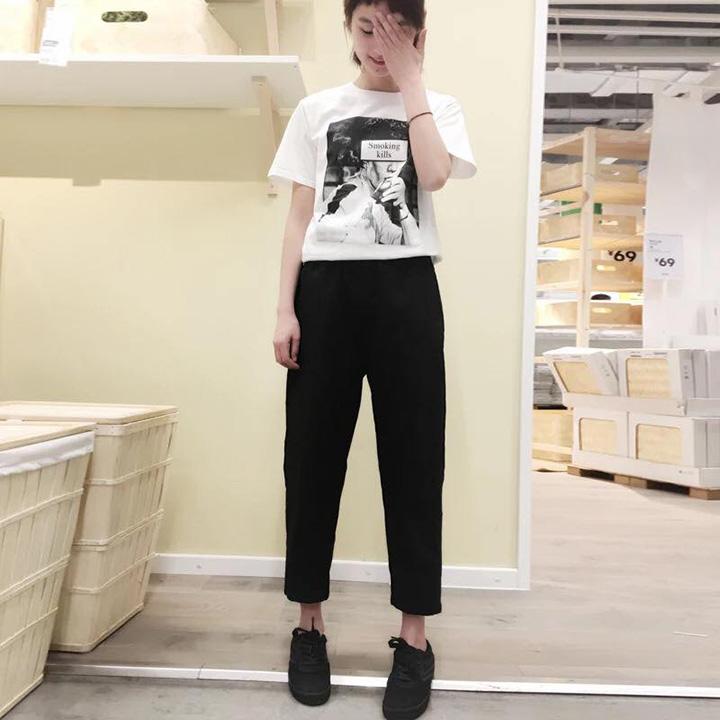 QUẦN BASIC PANTS UNISEX - QUẦN THUN NỮ (Màu đen)