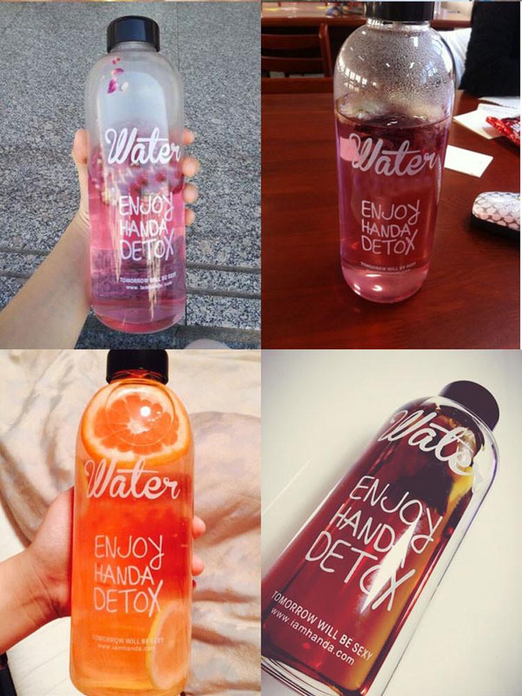 (Tặng kèm túi) Bình nước Detox water pong dang 1000ml ( màu ngẫu nhiên)