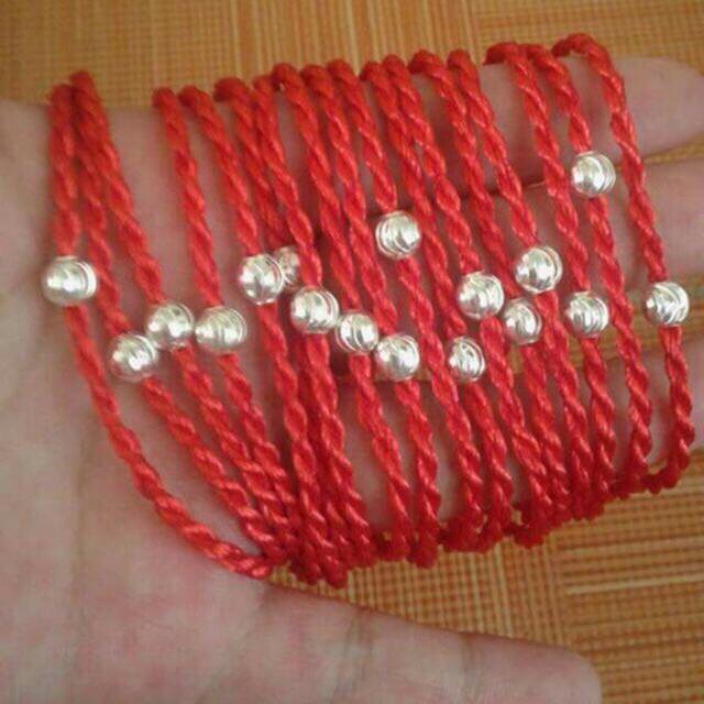 COMBO 5 vòng chỉ đỏ bi bạc may mắn. Bạc BSJ - VCD10