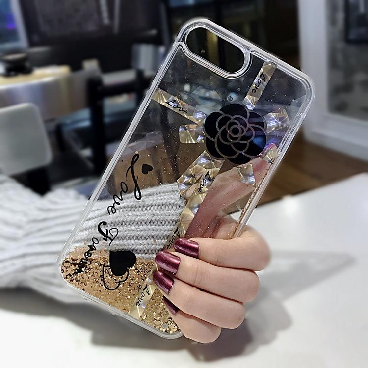 Ốp Lưng Nhũ Chảy Hoa - Iphone 6, 6plus, 7, 7plus, 8, 8plus, X, Xs