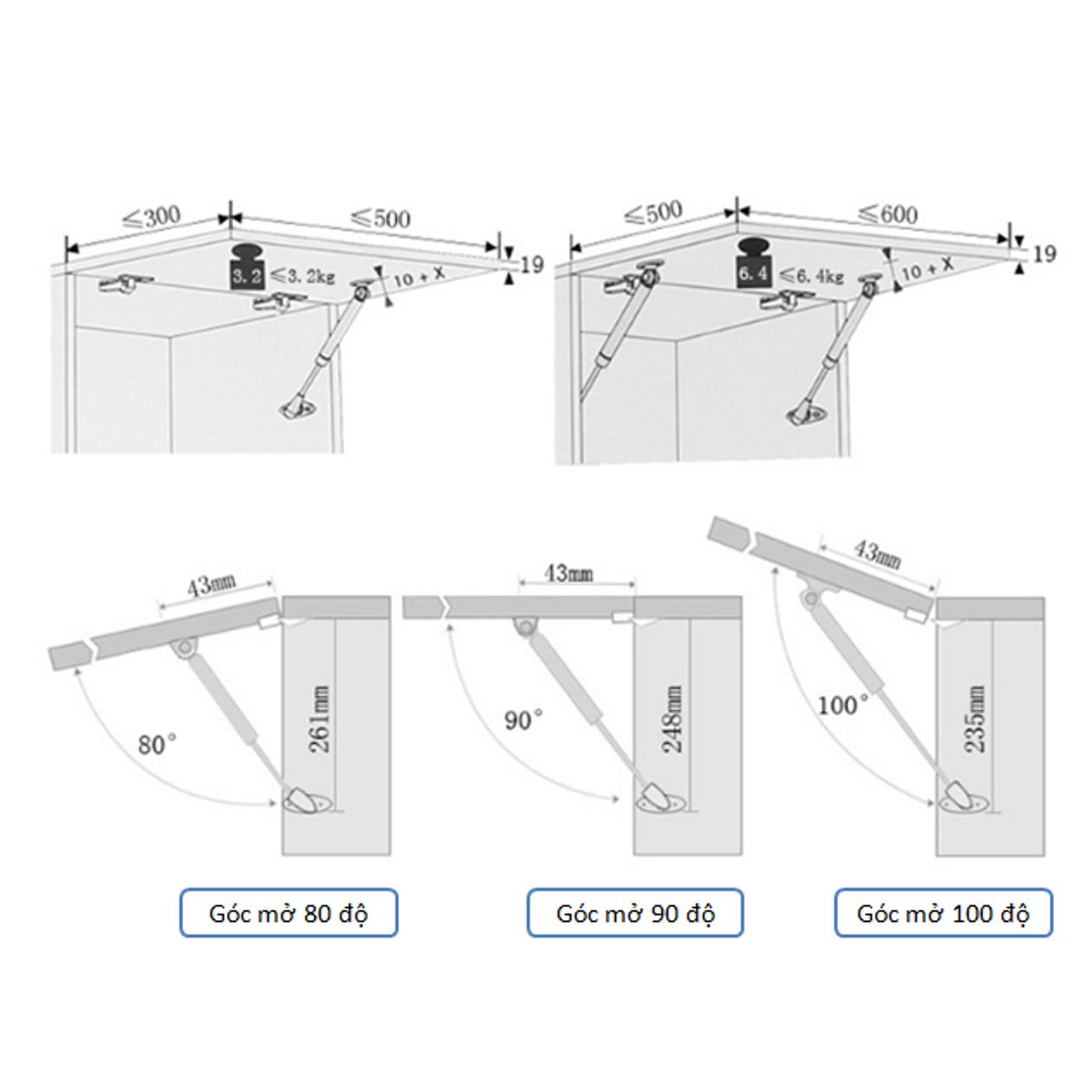 Tay đẩy thủy lực cánh tủ bếp MS1
