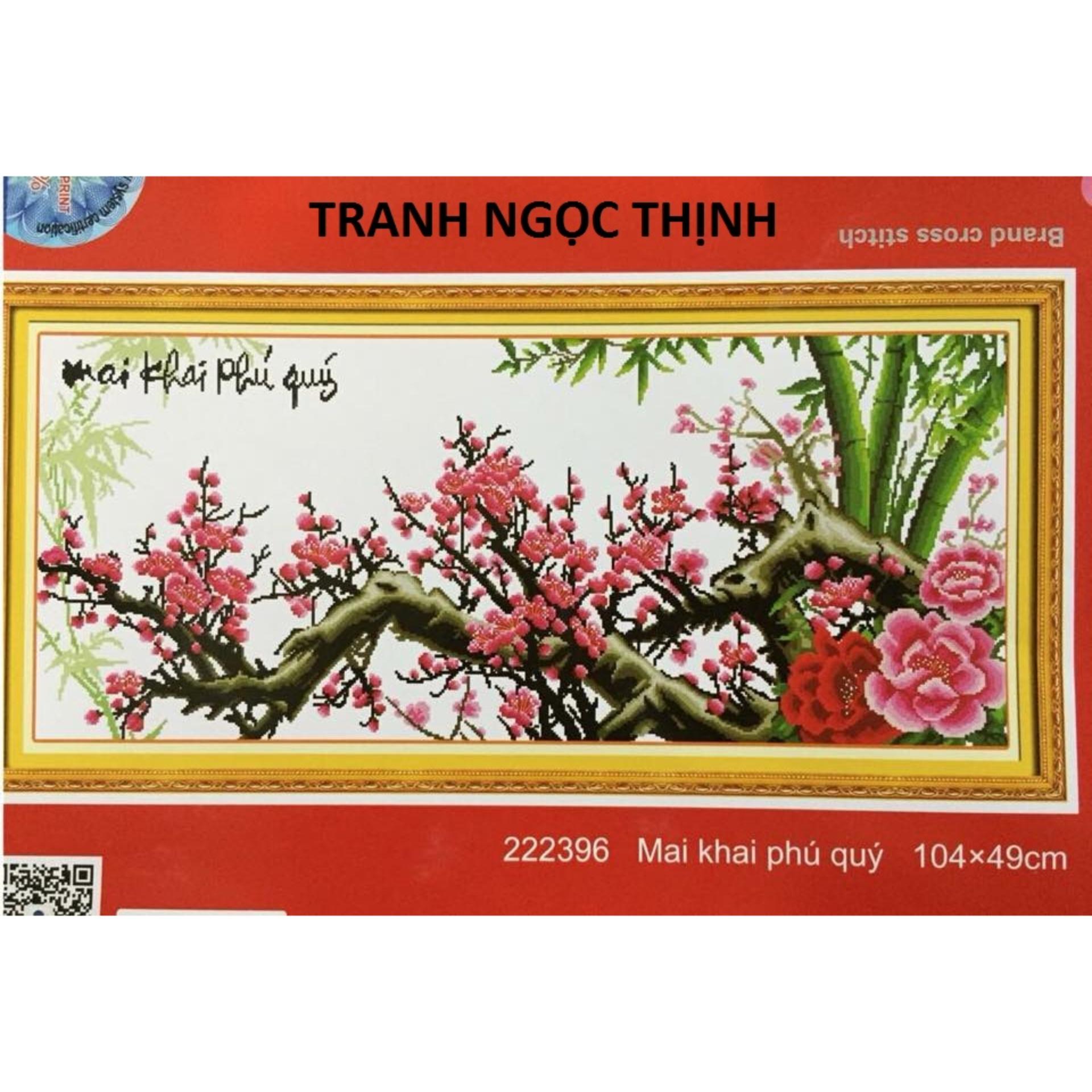 Tranh thêu chữ thập mai khai phú quý DLH-222396-Bảo Ngọc