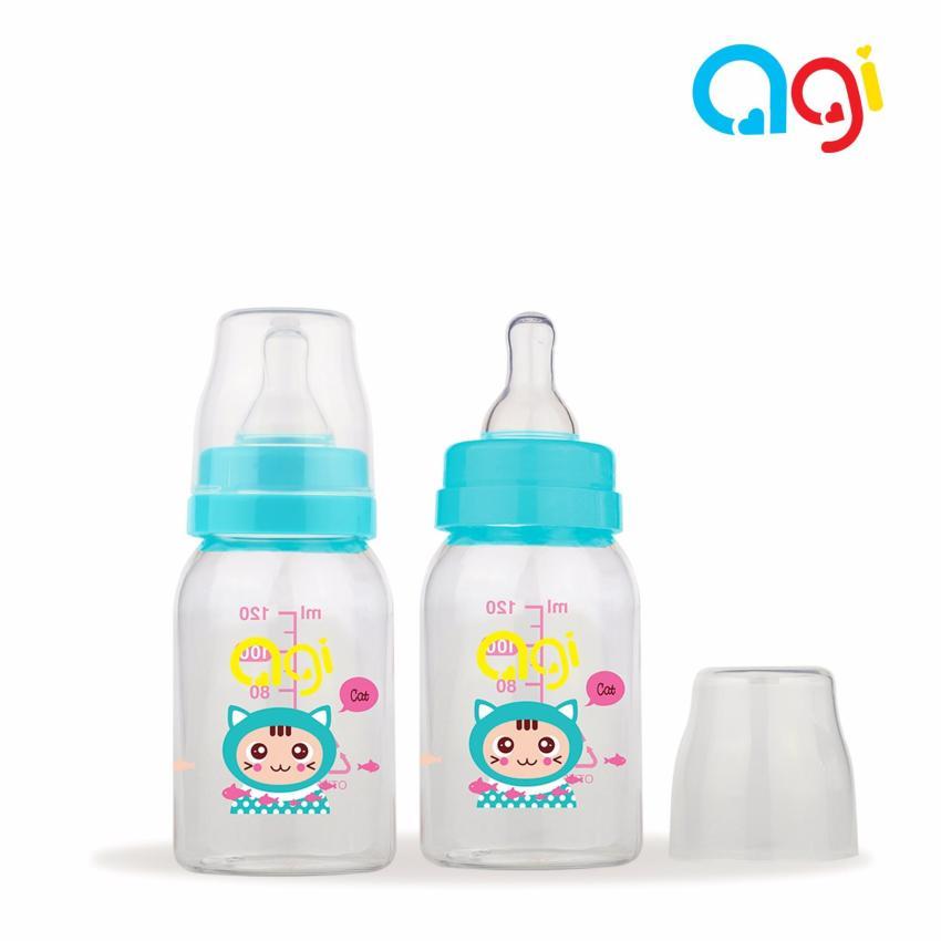 Bình sữa AGI Premium cổ thường 120ml- họa tiết ngẫu nhiên