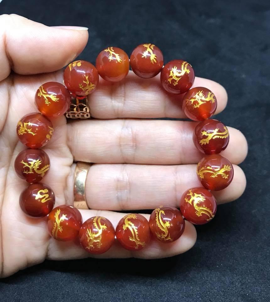 VÒNG TAY ĐÁ MÃ NÃO CHẠM RỒNG 12LY