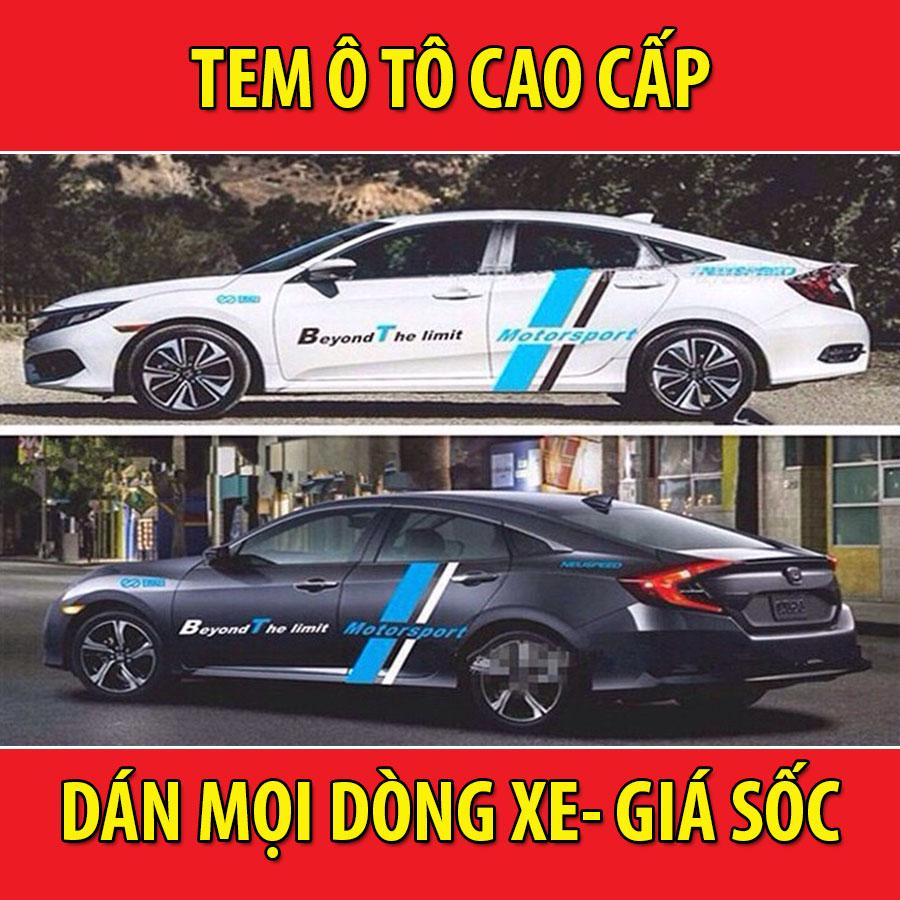 Tem dán sườn ô tô phong cách thể thao