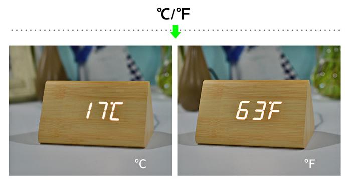 Đồng Hồ Gỗ Báo Thức (Wood LED Digital Desk Alarm) Xanh Dương