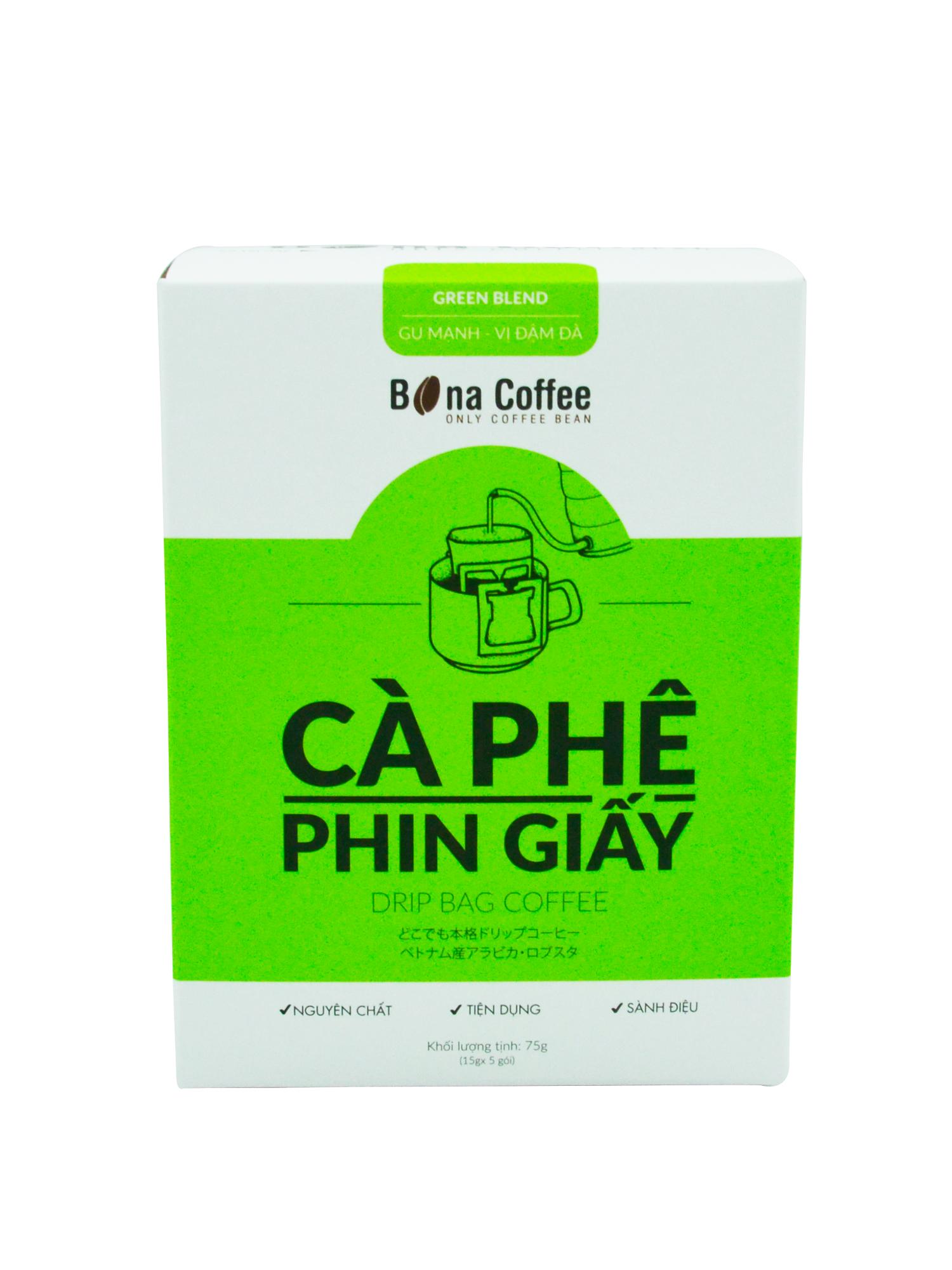 Bộ 2 Hộp cà phê phin giấy Red + 2 Hộp cà phê phin giấy Green Bona Coffee