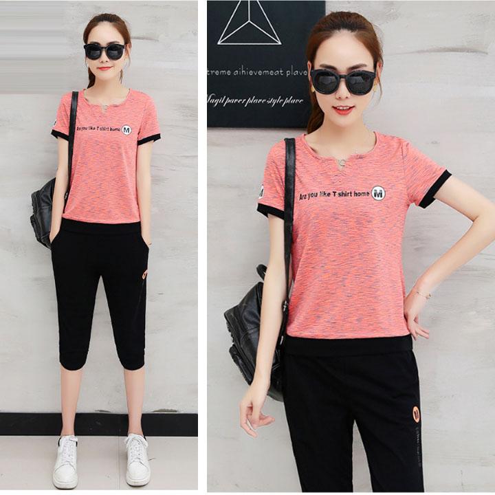 Bộ đồ thể thao nữ chữ m cổ v tt208