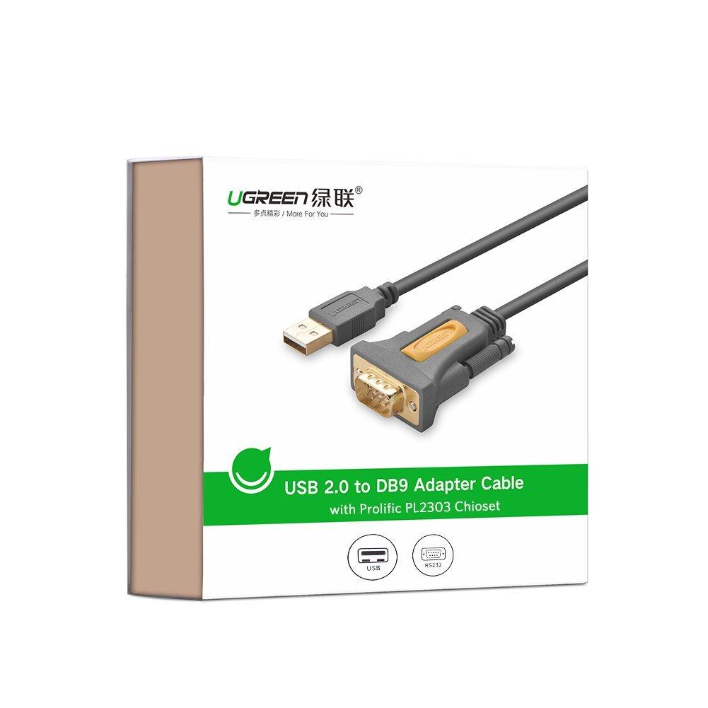Cáp USB 2.0 to COM DB9 RS232 dài 2M UGREEN 20222