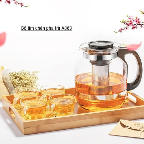 Bộ ấm chén pha trà,cafe - Tặng kèm 4 chén