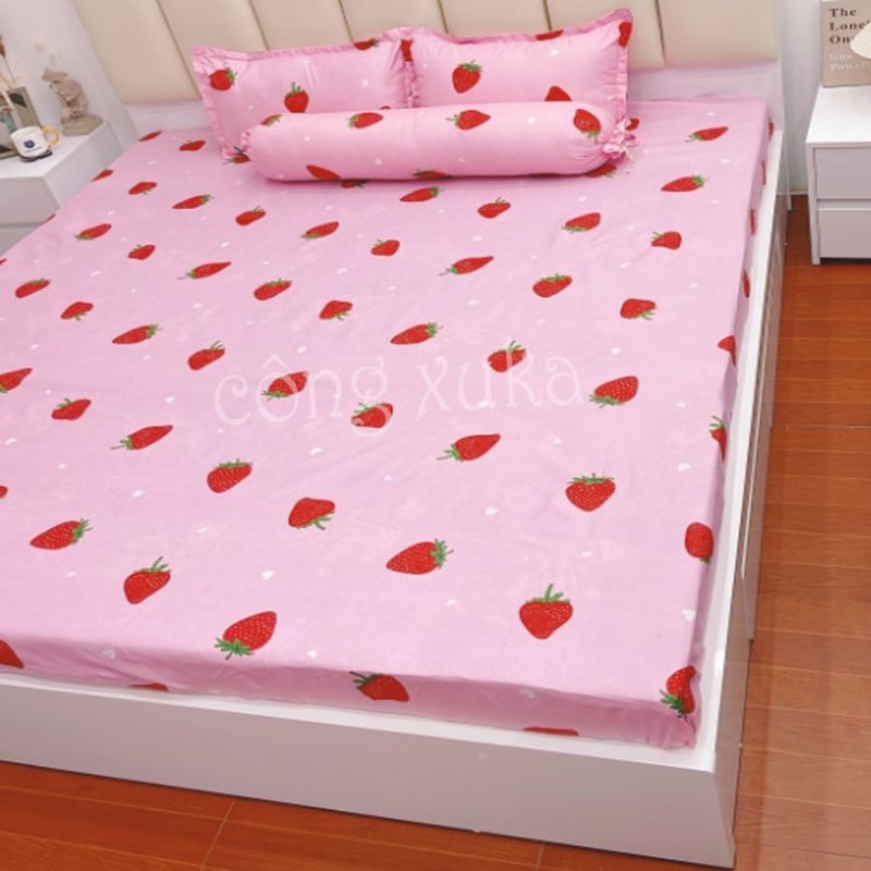 Bộ ga gối 3 món poly cotton 1m6. 1m8