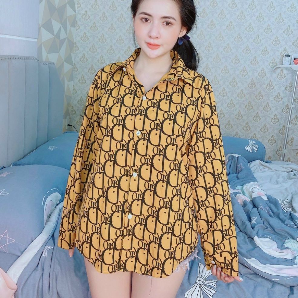 Áo sơ mi kiểu tay dài in fun chữ to đẹp form dưới 53kg áo sơ mi kiểu đẹp form dài áo sơ mi vải kate đẹp áo kiểu giá rẻ