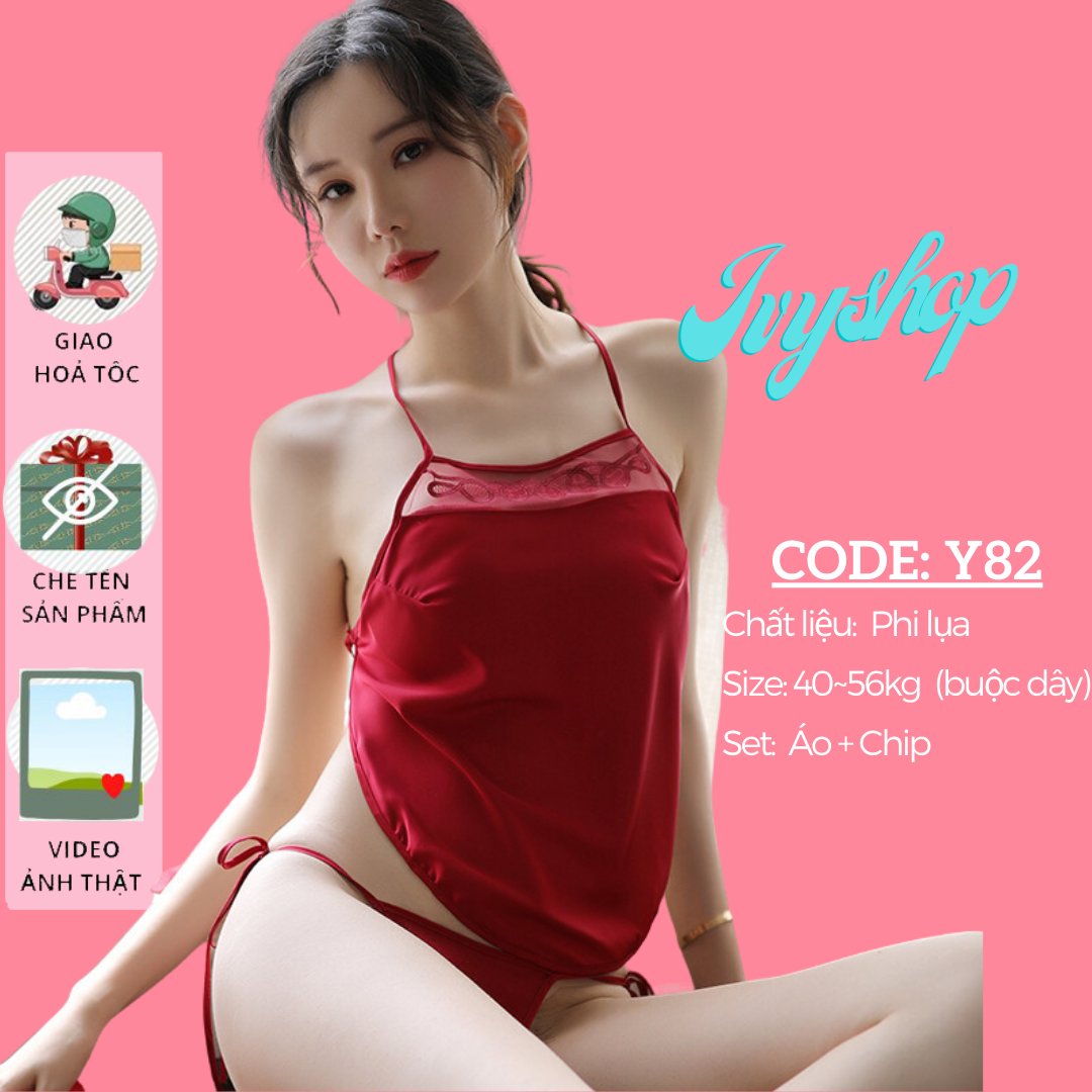 Áo Yếm Ngủ Khuy Lệch Cosplay Sexy Thôn Nữ, Yếm Đào Chụp Studio Sexy mã Y82 - màu đỏ, đen