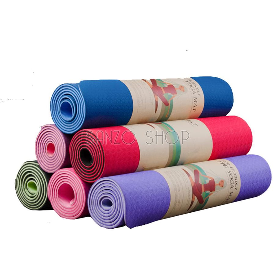 Thảm tập Yoga/ Gym TPE 2 LỚP Cao Su Non Dày, Êm Chống Trơn Trượt + Tặng Túi Đựng Tiện Dụng