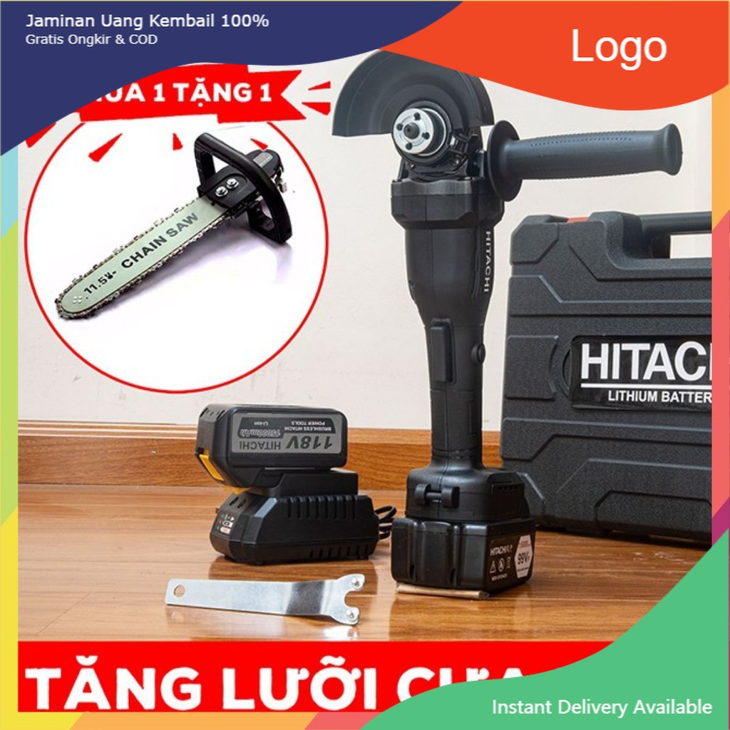 Máy mài pin hitachi 118v tặng lưỡi cưa xích - máy mài góc, máy cắt pin hitachi 118v - lõi đồng