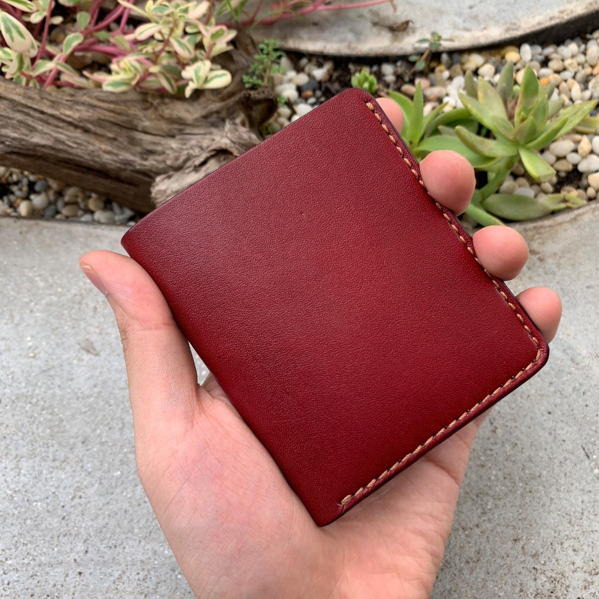 VÍ DA CLASSIC MÀU ĐỎ ĐÔ - VÍ DA THẬT - ĐỒ DA HANDMADE 165
