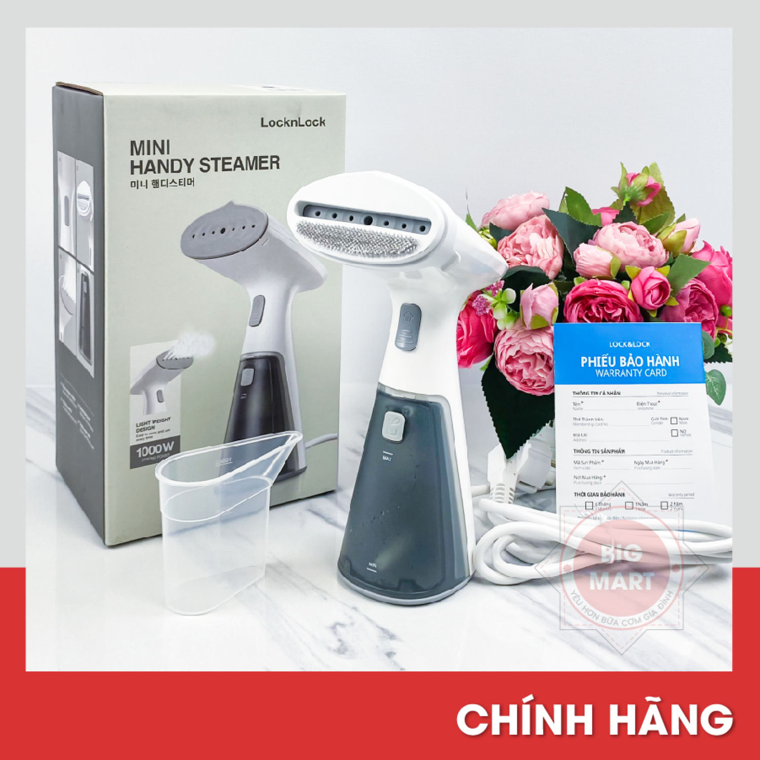Bàn là hơi nước cầm tay lock&lock eni148 công suất 1000w, bảo hành 12 tháng