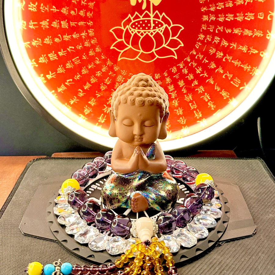Tượng phật phật buddha gốm kim sa cao cấp để taplo xe ô tô -tượng phật gốm taplo xe hơi