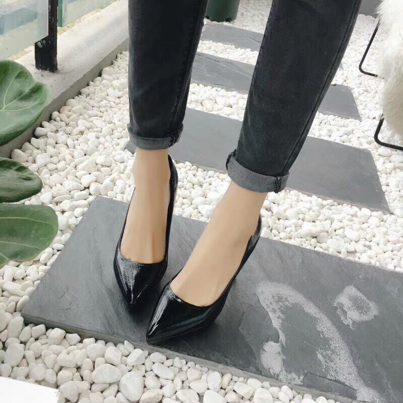 Giày cao gót nữ đế nhọn 10 phân chất da bóng Full 3 màu cực hót (Đen, Trắng, Nude)