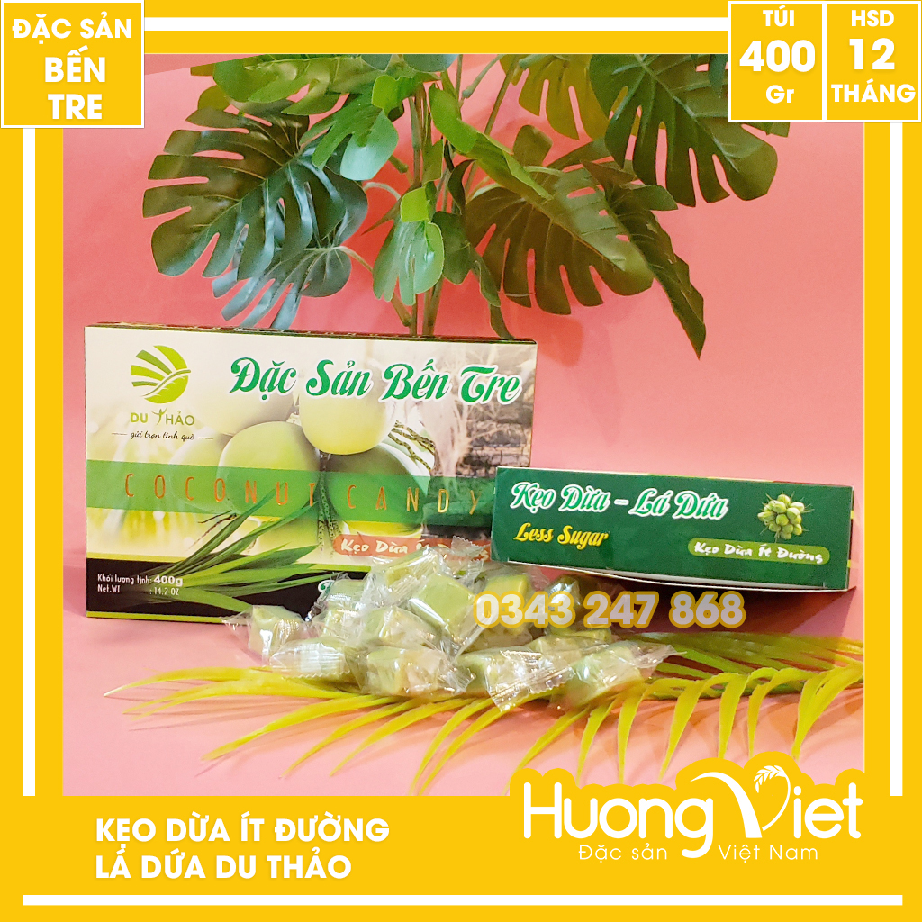 Kẹo dừa SÁP LÁ DỨA, kẹo dừa VICOSAP 100gr, đặc sản Bến Tre
