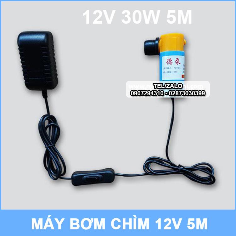 [HCM]Bơm chìm mini 12V 5M kèm nguồn điện