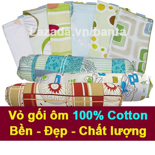 1 Vỏ gối ôm cotton 100% VIETMAYCT1 35x100cm (giao màu ngẫu nhiên), áo gối, bao gối đường may chắc, vải dày đẹp