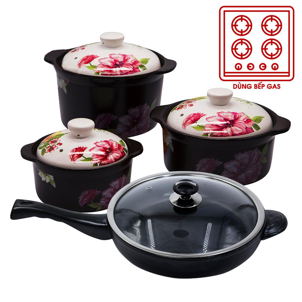 Bộ nồi chảo sứ ROYALCOOKS 4 món cỡ lớn (RC-CBM07)