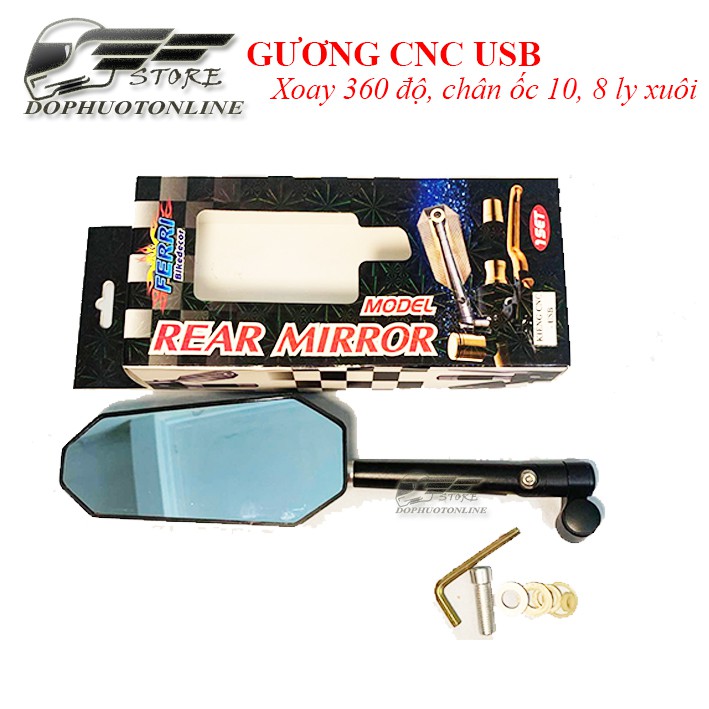Gương chiếu hậu xe máy - gương cnc usb