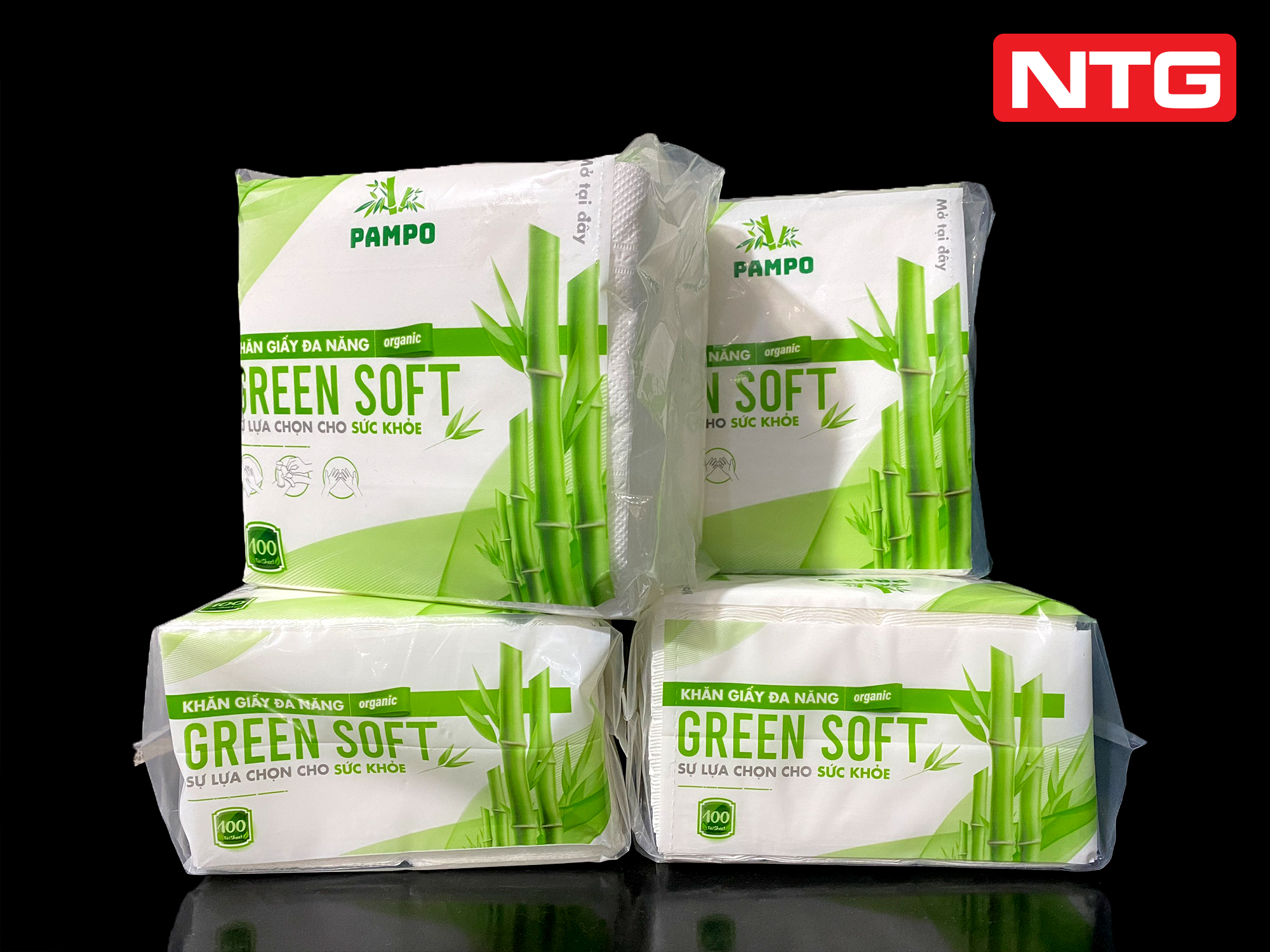Combo 5 gói giấy ăn vuông 100 tờ *3 lớp size lớn 30*30 cm