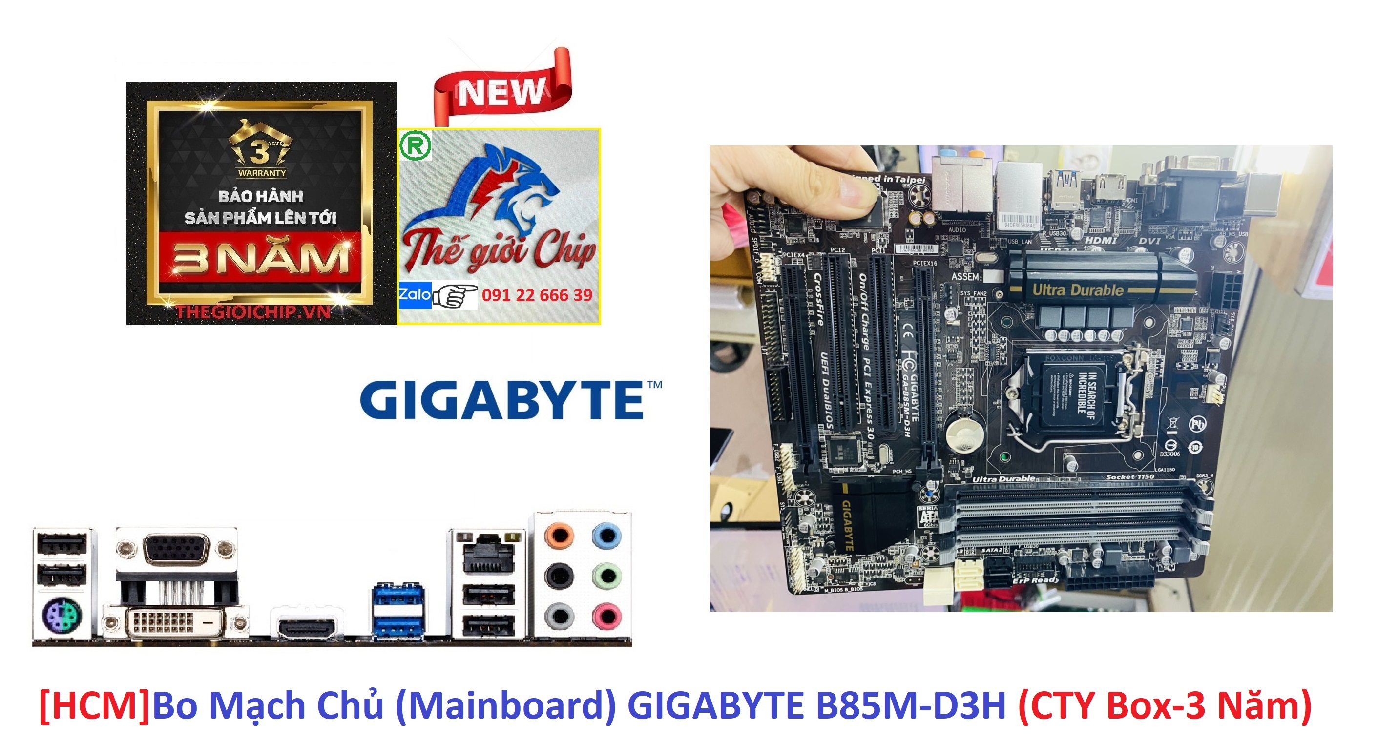 [HCM]Bo Mạch Chủ (Mainboard) GIGABYTE B85M-D3H (CTY Box-3 Năm)
