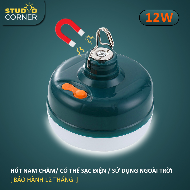 Bóng đèn LED sạc tích điện, đèn led sạc pin ánh sáng trắng, có đế hít nam châm, móc treo kèm theo, bóng đèn gia dụng ánh sáng trắng, chống thấm nước, công suất 18-24-36W HL145