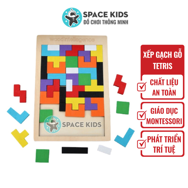 Đồ chơi trẻ em xếp hình gỗ tetris thông minh cho bé trai bé gái tư duy phát triển trí tuệ Space Kids