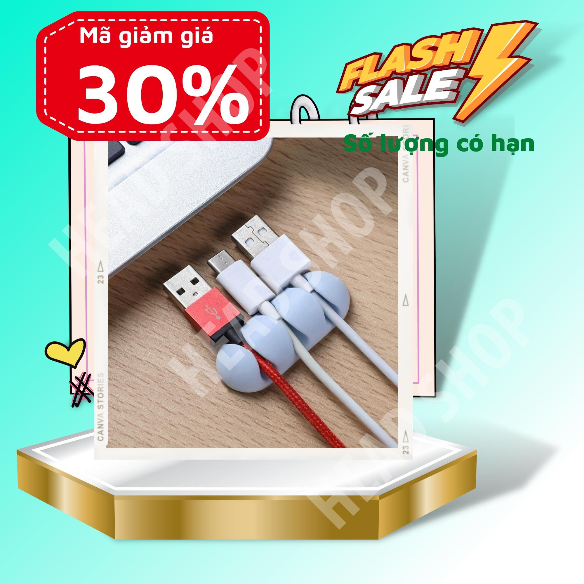 Kẹp Cố Định Dây sạc A629 Cáp dây điện nẹp dây sạc chống rối Silicone 3 Lỗ Tiện Dụng HEADSHOP