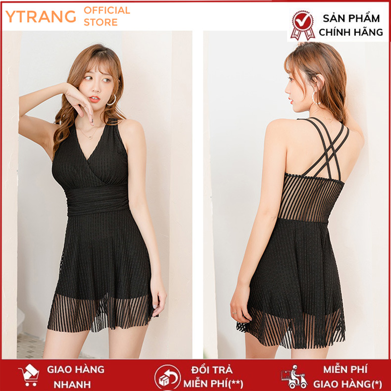 Bộ đồ bơi nữ liền thân phối ren đẹp tôn dáng