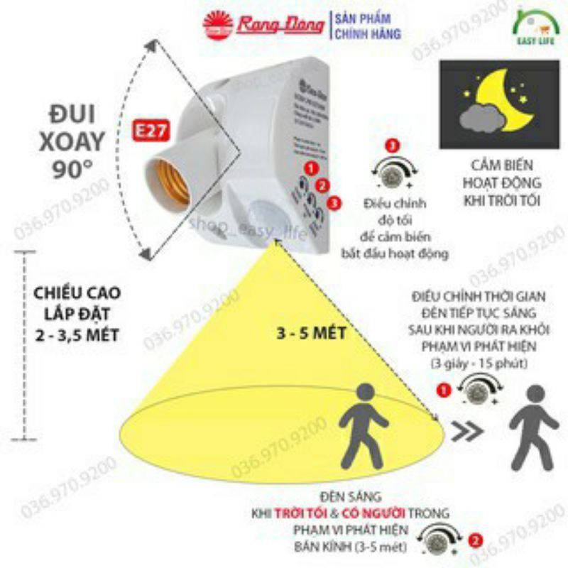 Đui Đèn Cảm Ứng Rạng Đông