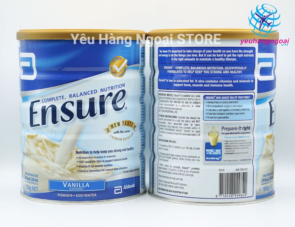 Sữa Bột Ensure Úc 850G (mẫu mới).