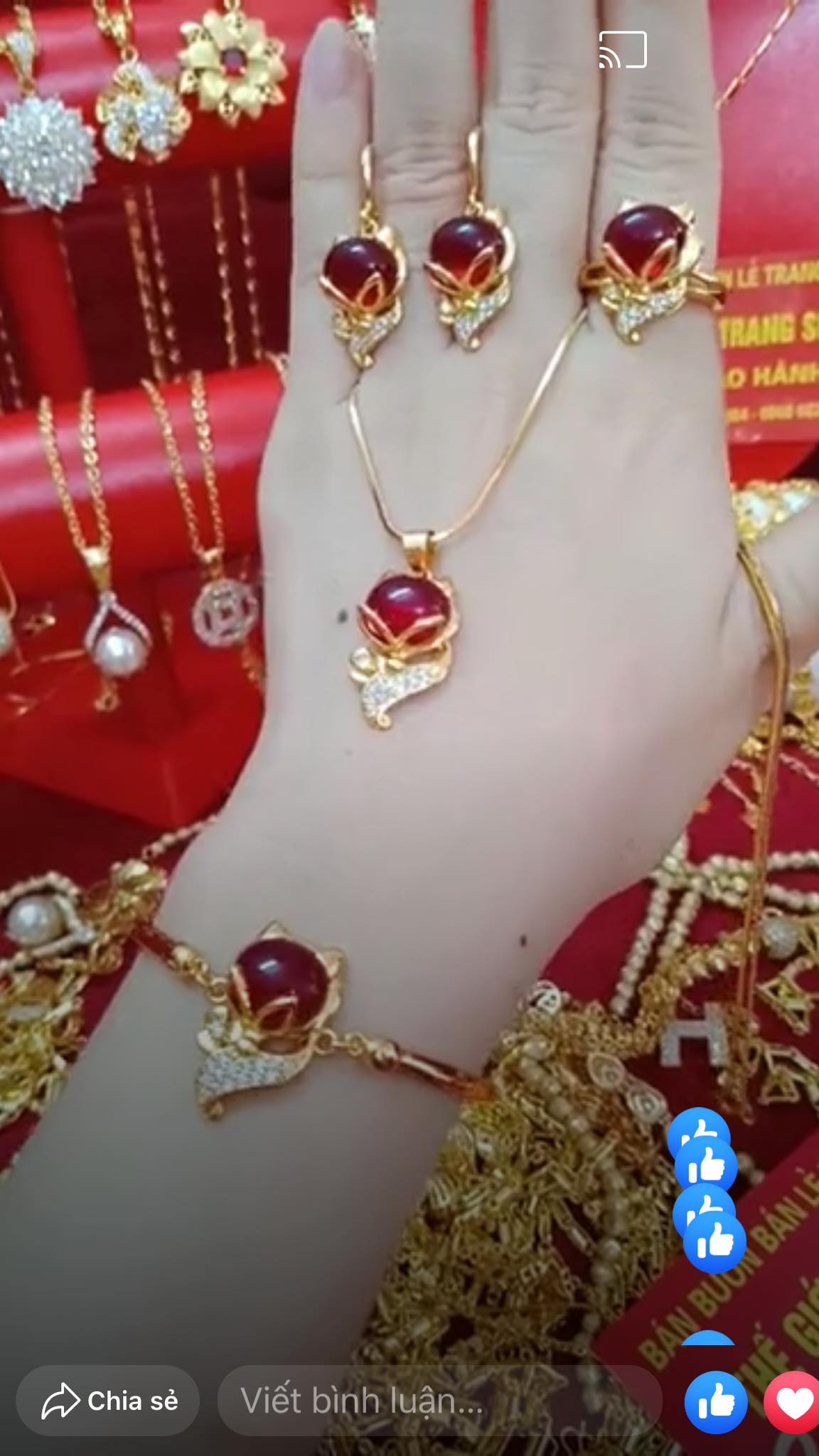 Bộ trang sức hồ ly đá đỏ
