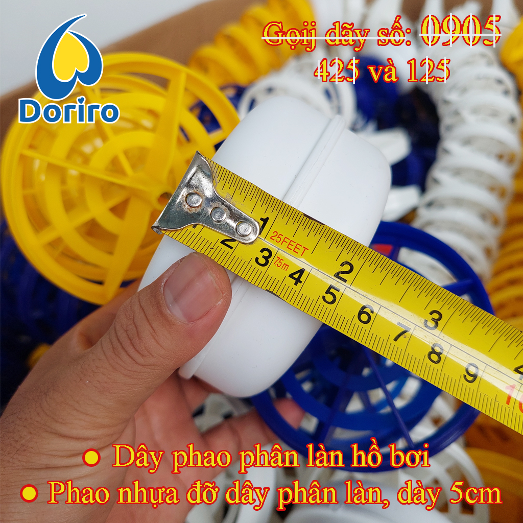 Dây phao phân làn hồ bơi, dài 25 mét và 50 mét HOẶC CHIỀU DÀI THEO YÊU CẪU CỦA KHÁCH, dây xuyên tâm bằng ny-long hoặc bằng thép.