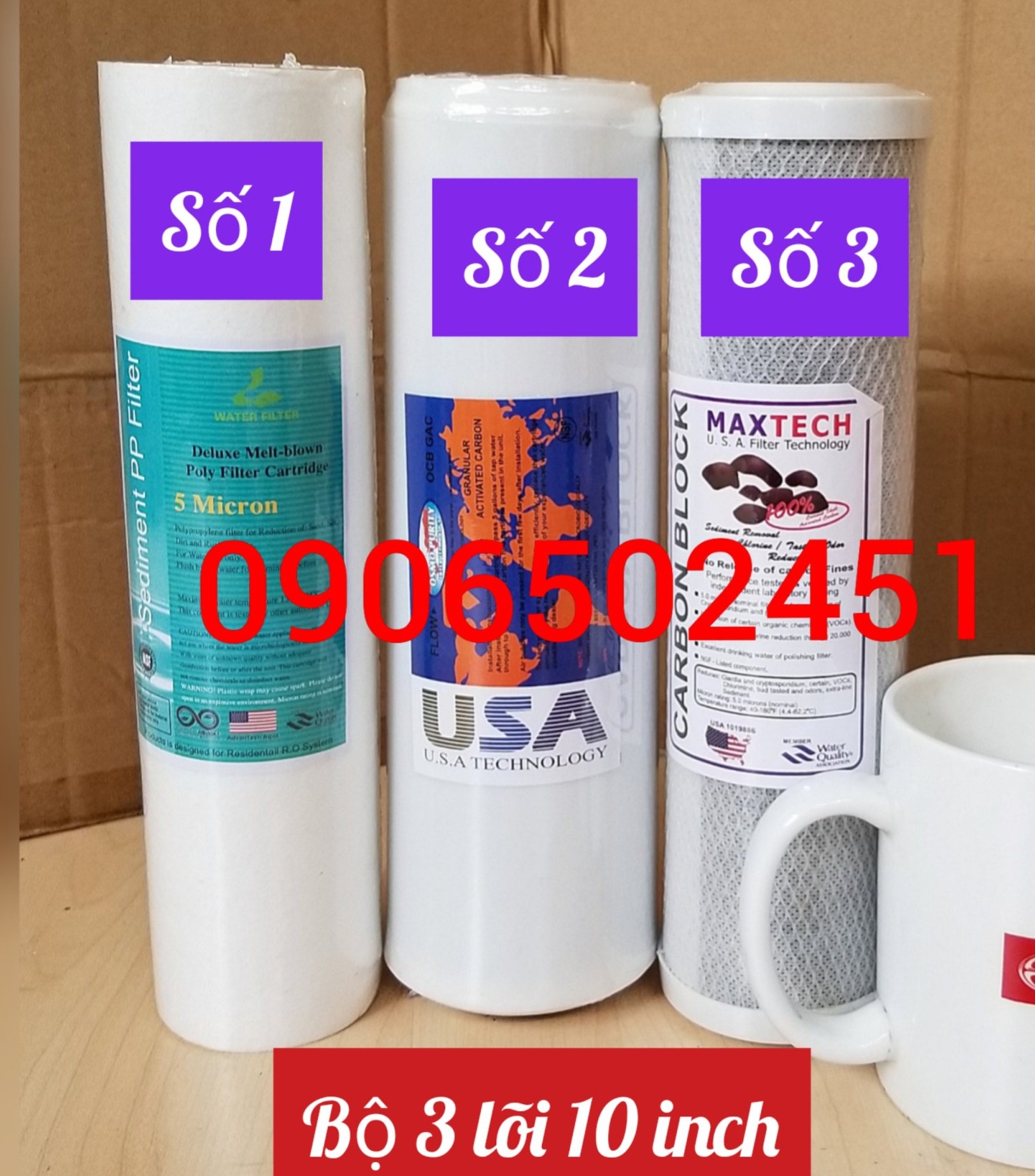 [HCM]BỘ 3 LÕI LỌC NƯỚC SỐ 12 3 CHO MÁY RO VÀ BỘ LỌC NƯỚC SINH HOẠT 10INCH CHUẨN