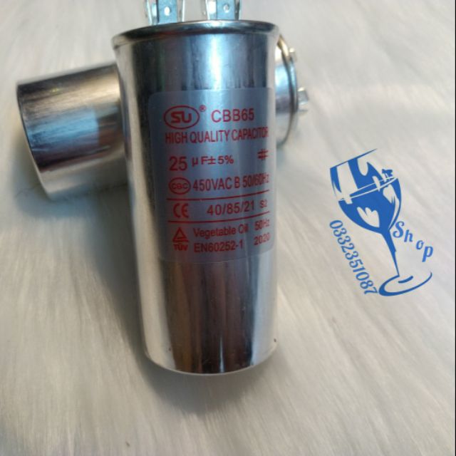 Tụ 25uf-450v , tụ nhôm cao cấp 2 cực